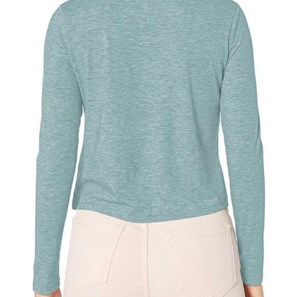 Tresics Women's Trendy Basic Long Sleeve Crew Neck Cropped Top Malibu Green - Picture 4 of 5